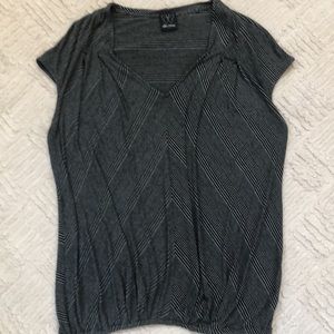 Ella Moss cap sleeve gray and black stripe top blouse  Size Small